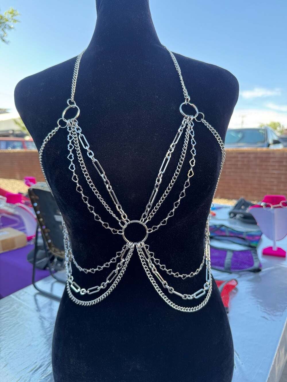 Stainless steel Multi-Layered Chain Link Chest Harness Body Jewelry
